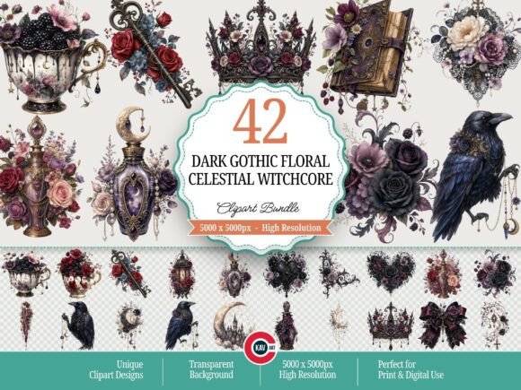 Download Dark Gothic Floral Celestial Witchcore - Gothic Collection