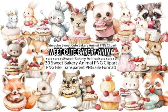 Download Watercolor Sweet Cute Bakery Animal PNG - Premium Resources