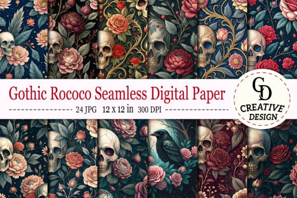Download Gothic Rococo Seamless Digital Paper - Gothic Collection