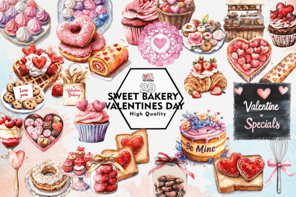 Download Sweet Bakery Valentines Day Clipart PNG - Premium Bundle