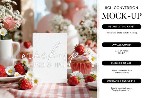 Download Card Mockup PSD Smart Object Strawberry - Premium Resources