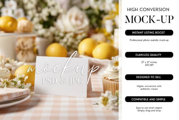 Download 3.5x2 Place Card Mockup PSD Smart Object - Premium Resources